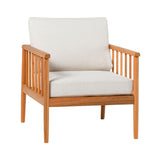 Contemporary Cushioned Eucalyptus Wood Patio Accent Chair Beige by Walker Edison | Bel Furniture