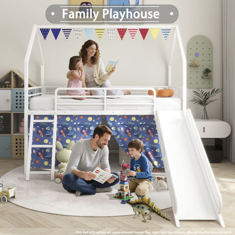 Jack - House Loft Bed With Slide And Curtain Set - view 15