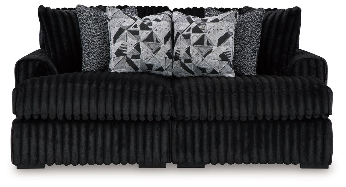 Midnight-Madness - Sectional Black 2 Pc. Super Chaise Sectional by Signature Design by Ashley® | Bel Furniture
