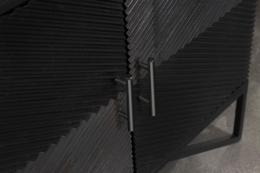 Riddell - 4 Door Wood Reeding Accent Cabinet - Matte Black by Coaster Fine Furniture | Bel Furniture