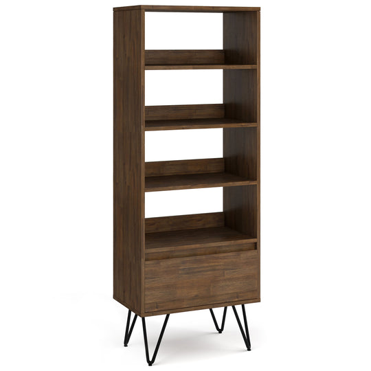 Chase - Tall Bookcase - Rustic Natural Aged Brown by Simpli-Home | Bel Furniture