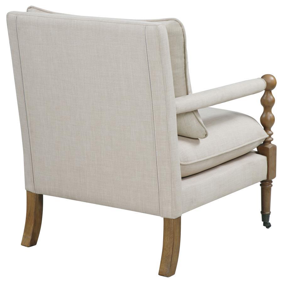 Dempsy - Upholstered Accent Chair With Casters - Beige