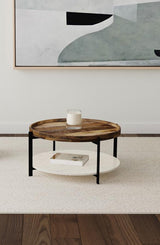Adhvik - Round Table With Marble Shelf by Coaster Fine Furniture | Bel Furniture