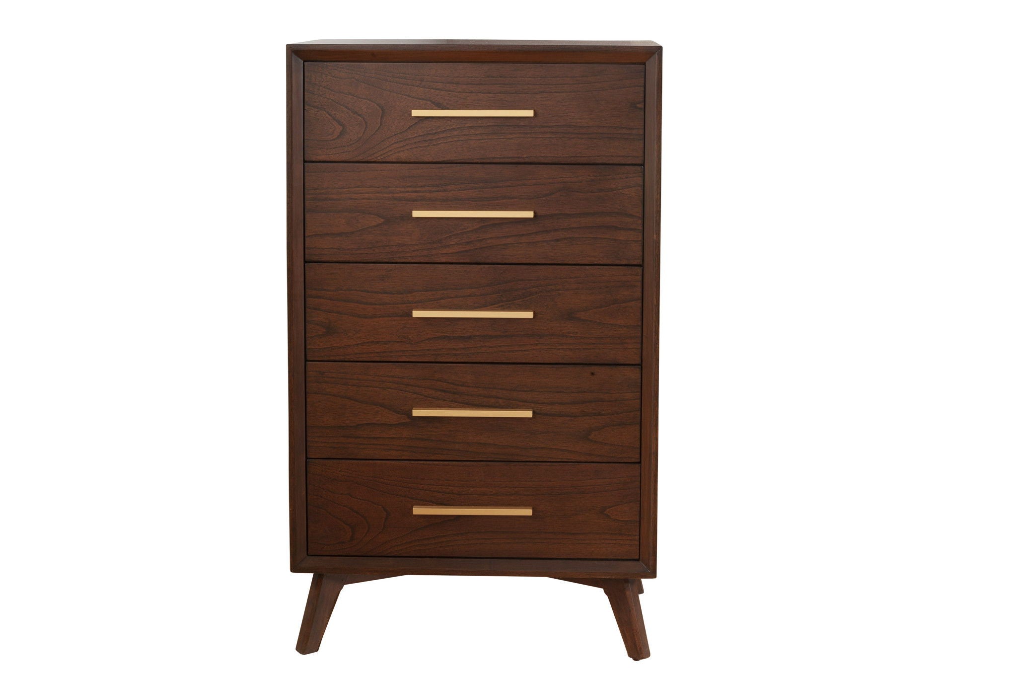 Solid Wood Five Drawer Chest - Walnut