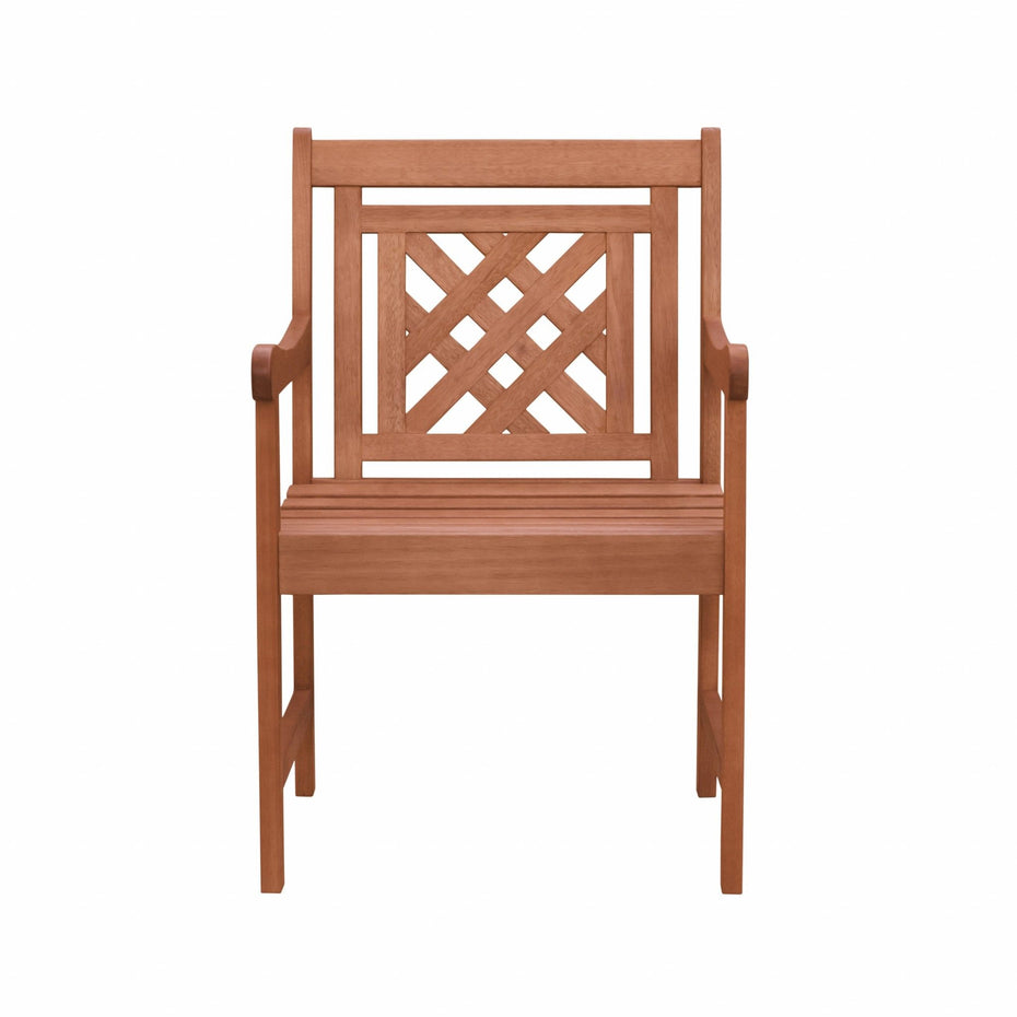 Dining Armchair With Hatched Back - Brown