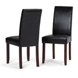 Acadian - Upholstered Parson Dining Chair (Set of 2) Black Faux Leather by Simpli-Home | Bel Furniture