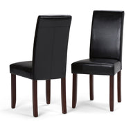 Acadian - Upholstered Parson Dining Chair (Set of 2) Black Faux Leather by Simpli-Home | Bel Furniture