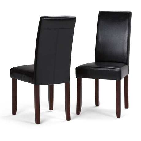Acadian - Upholstered Parson Dining Chair (Set of 2) Black Faux Leather by Simpli-Home | Bel Furniture