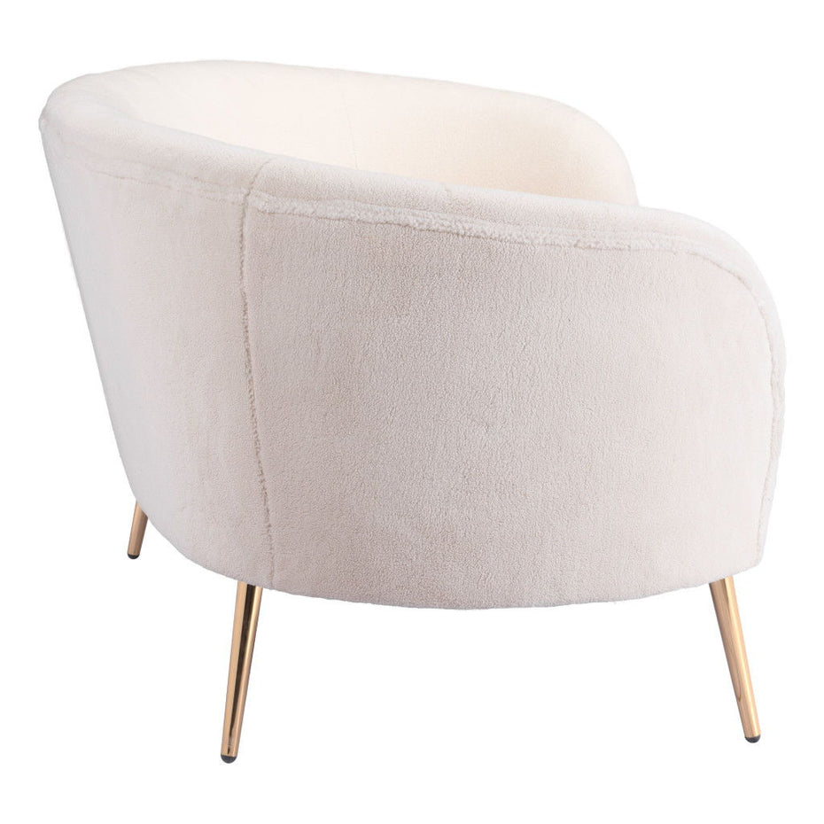 Polyester Sofa With Gold Legs - White