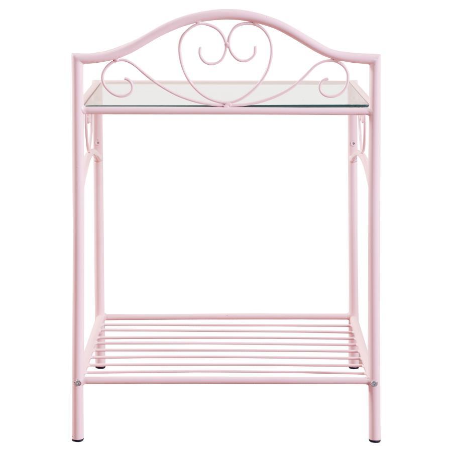 Massi - Metal 1-Shelf Nightstand - Powder Pink