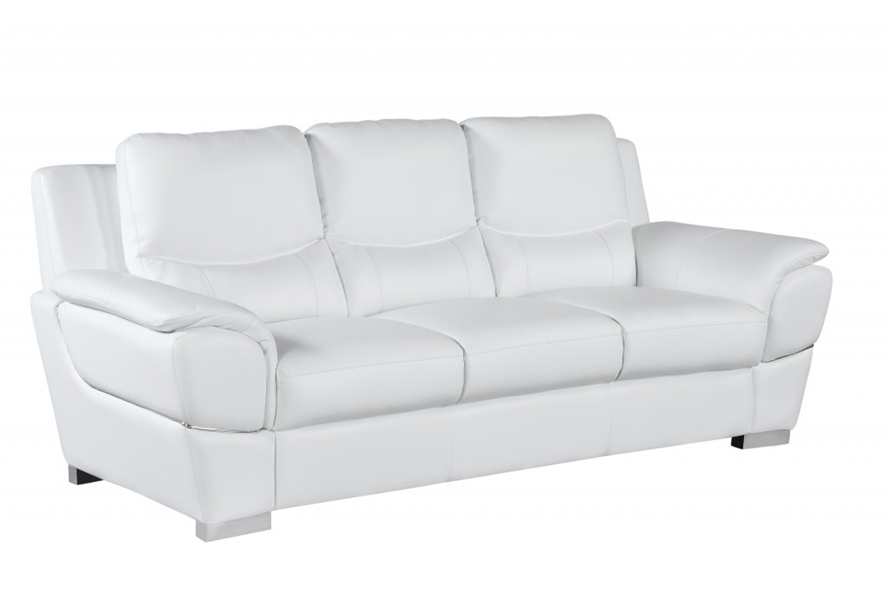 Leather Sofa - White / Silver