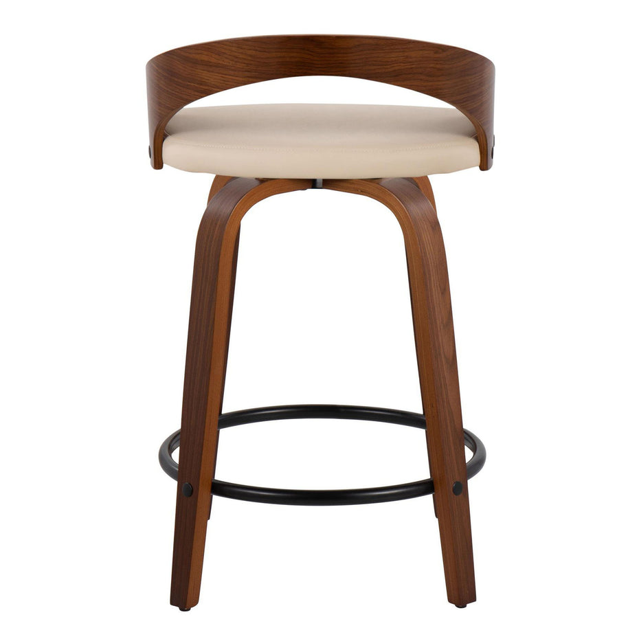 Grotto - Mid-Century Modern Fixed Height Counter Stool & Swivel With Round Footrest (Set of 2)