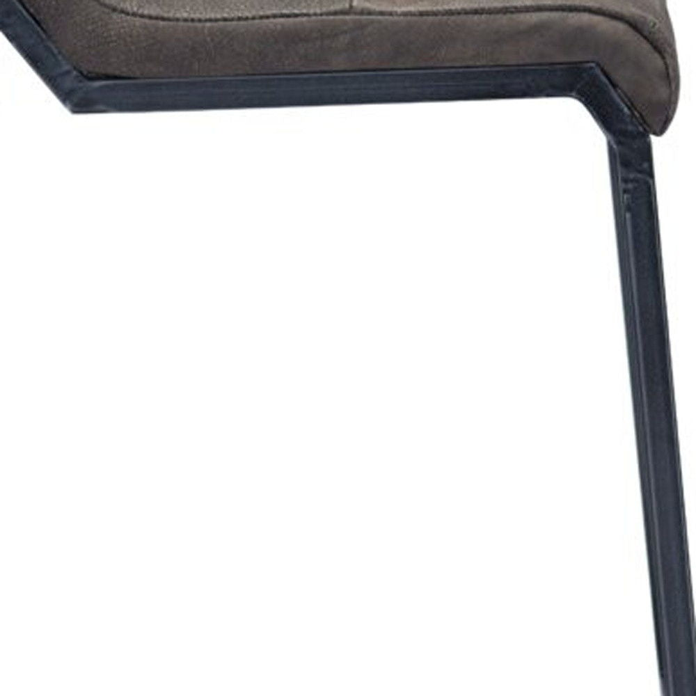 Leather And Iron Low Back Counter Height Bar Chair - Brown / Black