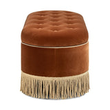 Melinda - Oval Tufted Bullion Fringe Storage Bench