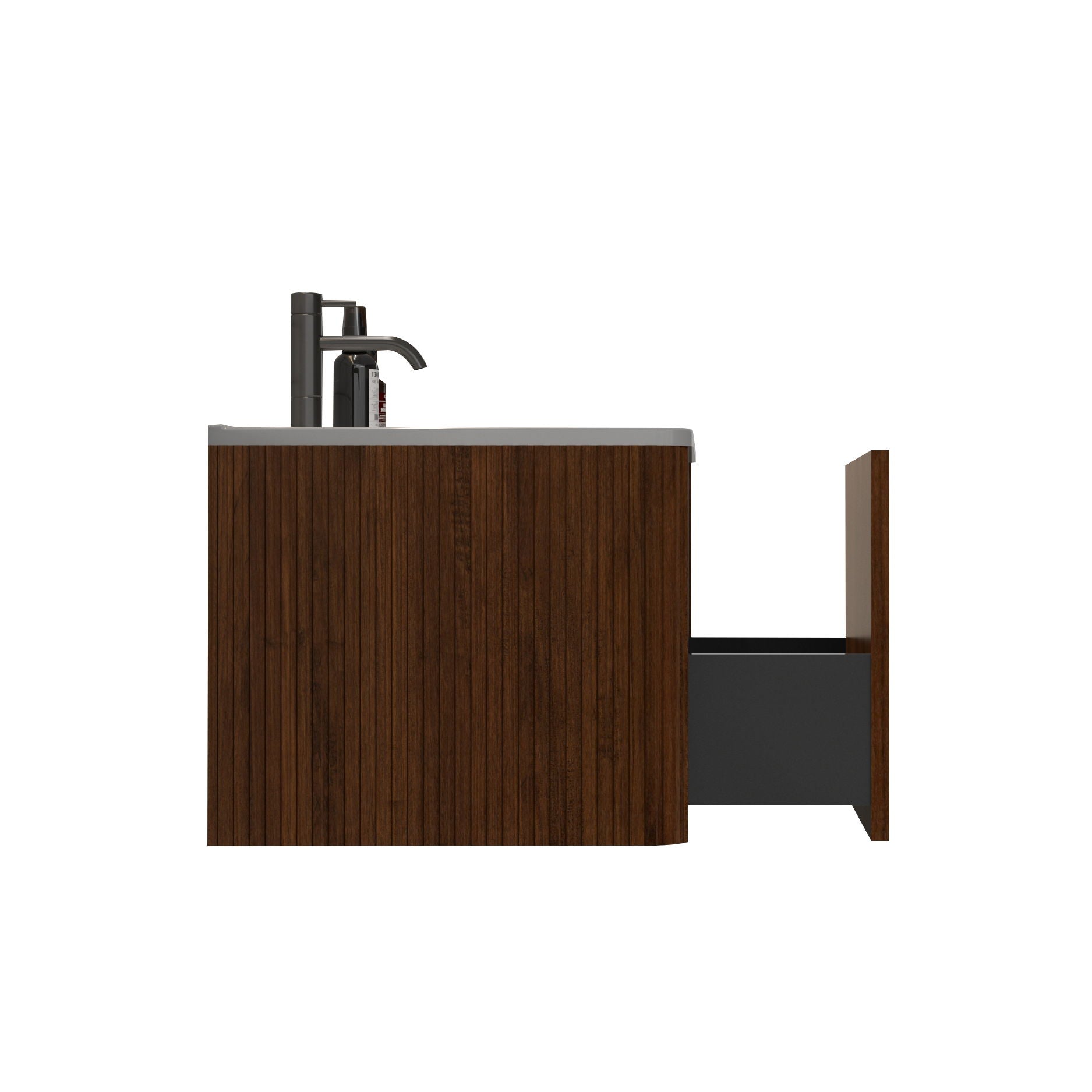 Etna - Striped Bathroom Vanity With Ceramic Sink, Wall Mounted Floating Bathroom Vanity For Modern Bathroom