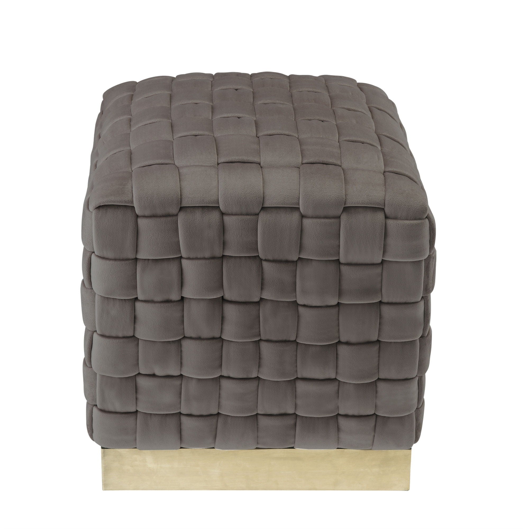 Velvet Ottoman - Taupe / Gold