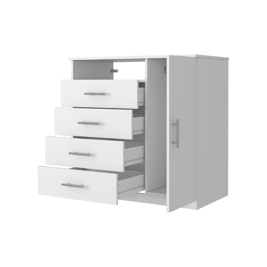 Four Drawer Combo Dresser - White