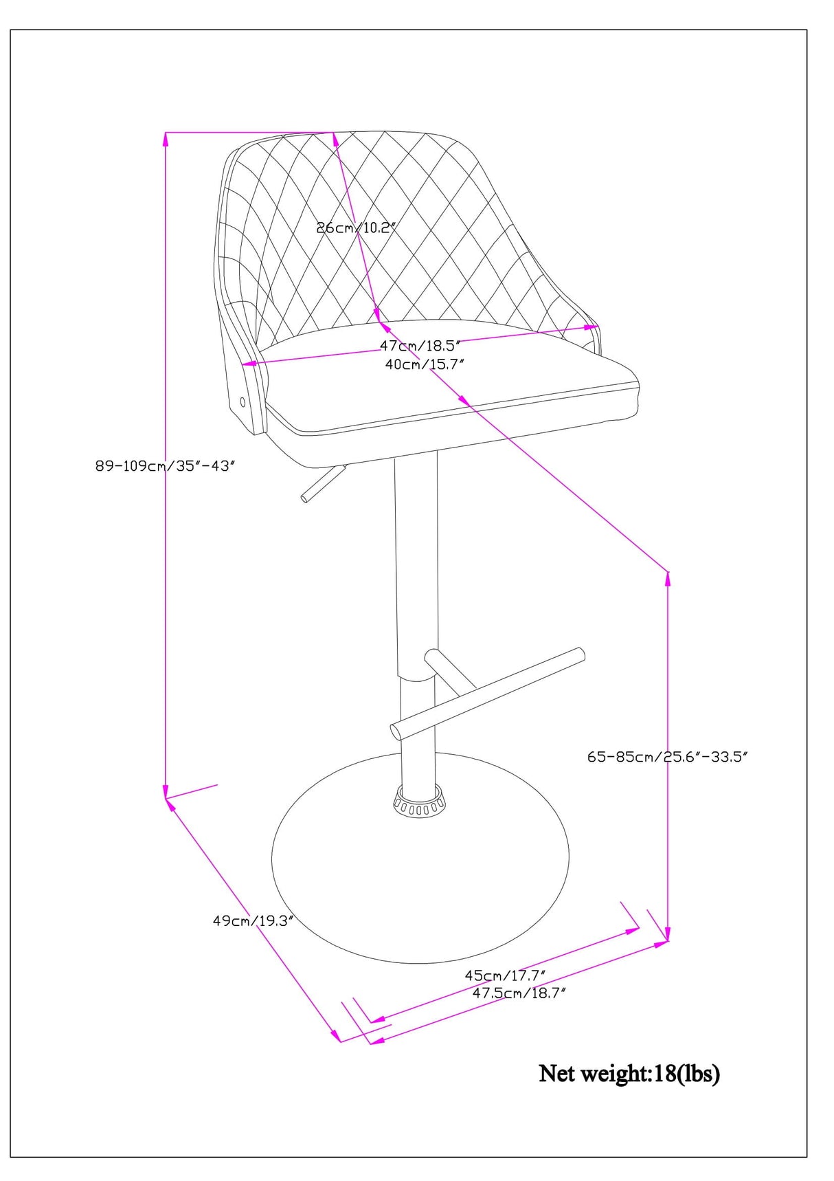 Edwin - Adjustable Swivel Bar Stool - Black by Simpli-Home | Bel Furniture