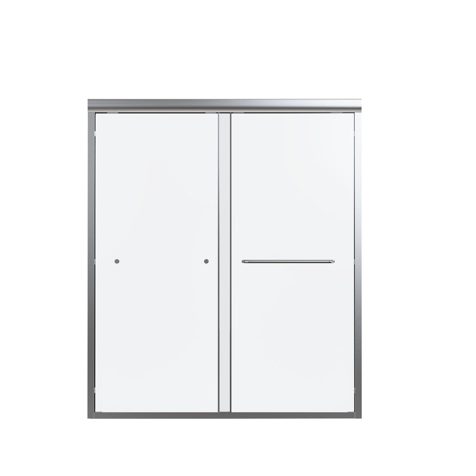 56" -60" W*70" H Semi-Frameless Double Sliding Shower Door, Bypass Shower Door, 1 / 4" (6Mm) Thick SGCC Tempered Glass Door - Chrome