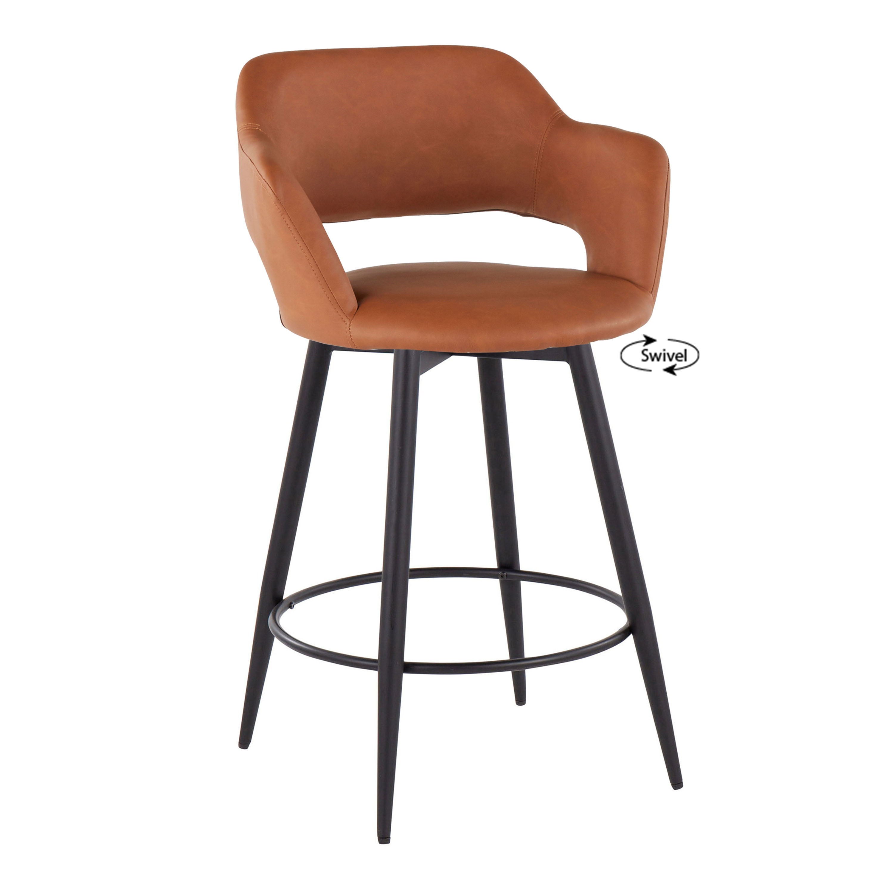 Margarite - Contemporary Fixed Height Counter Stool With Swivel With Round Footrest (Set of 2)