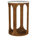 Berkeley - Round Marble Top Side Table - White And Brown by Coaster Fine Furniture | Bel Furniture