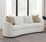 Rainn - Boucle Upholstered Sloped Arm Sofa - Latte by CoasterEssence | Bel Furniture