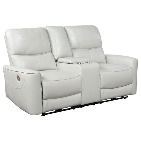 Greenfield - Upholstered Power Reclining Loveseat Pearl Silver by Coaster Fine Furniture | Bel Furniture