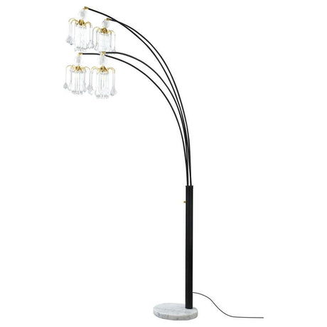 Maisel - Hanging Crystal Arc Tree Floor Lamp - Black by CoasterEssence | Bel Furniture