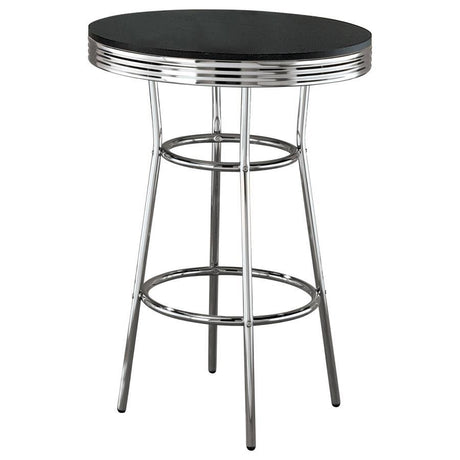 Retro - Round 30" 1950's Bistro Pub Height Bar Table Black by CoasterEveryday | Bel Furniture