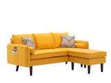 Mia - Sectional Sofa Chaise With USB Charger And Pillows Yellow by Lilola Home | Bel Furniture