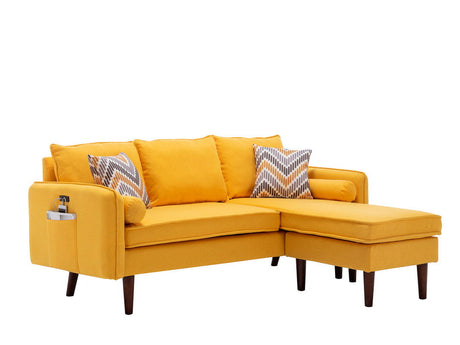 Mia - Sectional Sofa Chaise With USB Charger And Pillows Yellow by Lilola Home | Bel Furniture