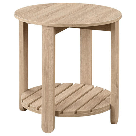 Fowler - 1 Shelf Round Engineered Wood Table Light Brown End Tables by Coaster Fine Furniture | Bel Furniture