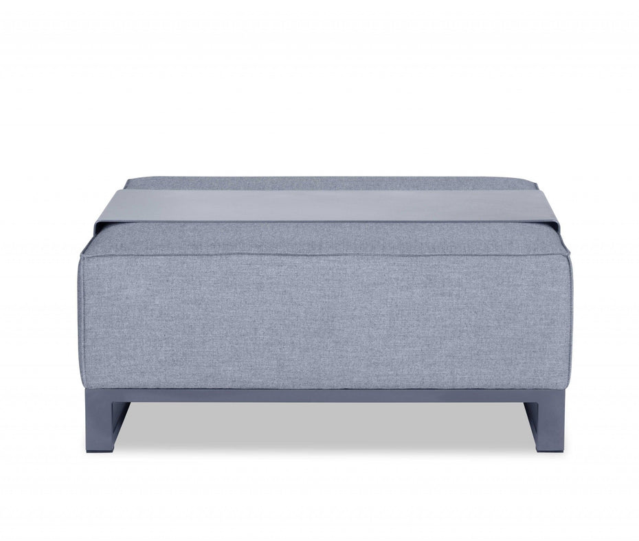 Linen Cocktail Ottoman - Gray