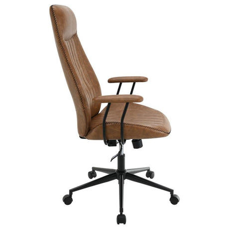 Ranger - Upholstered Adjustable Home Office Desk Chair - Brown by CoasterEveryday | Bel Furniture