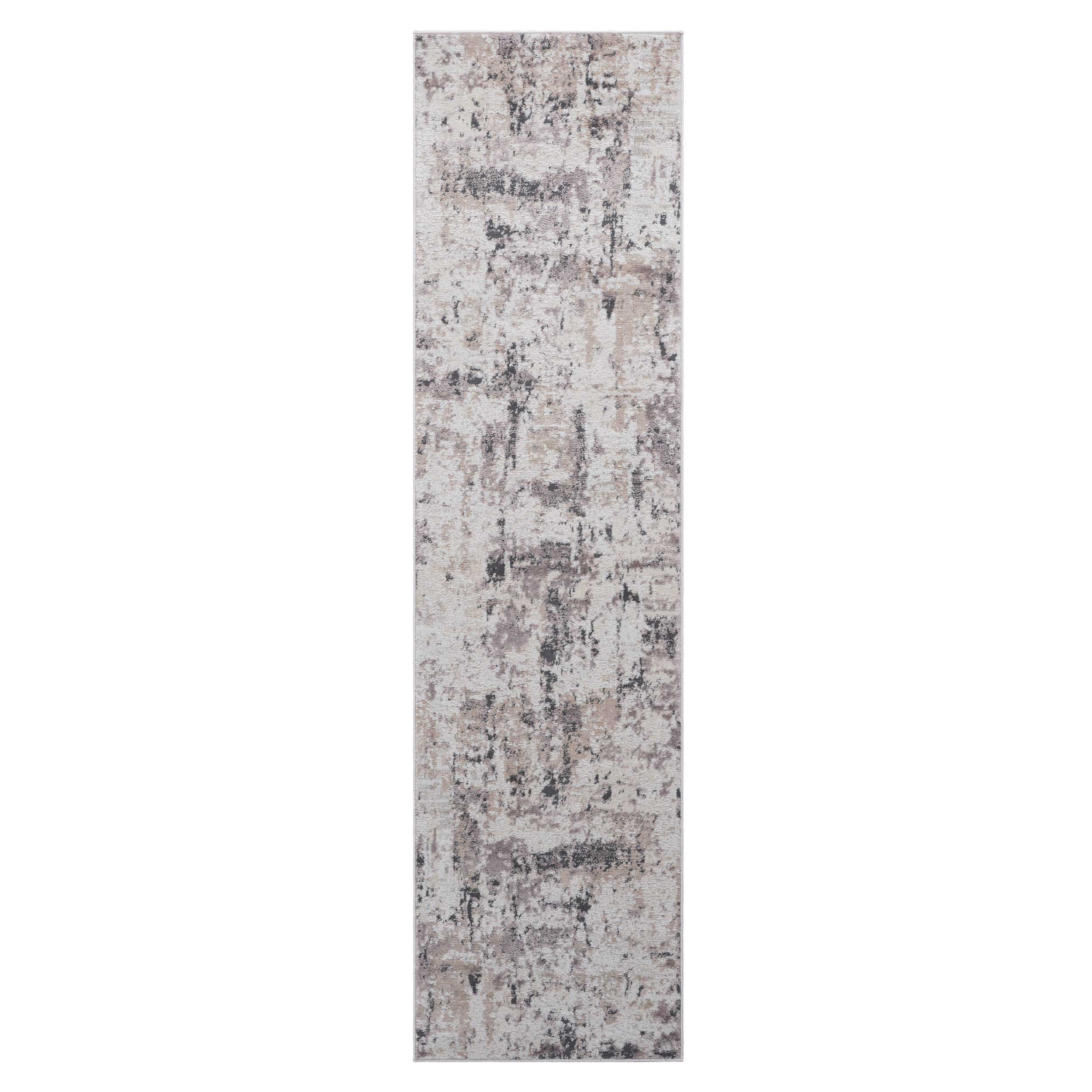 2' x 8' Abstract Non-Shedding Stylish And Stain Resistant Area Rug - Cream / Brown