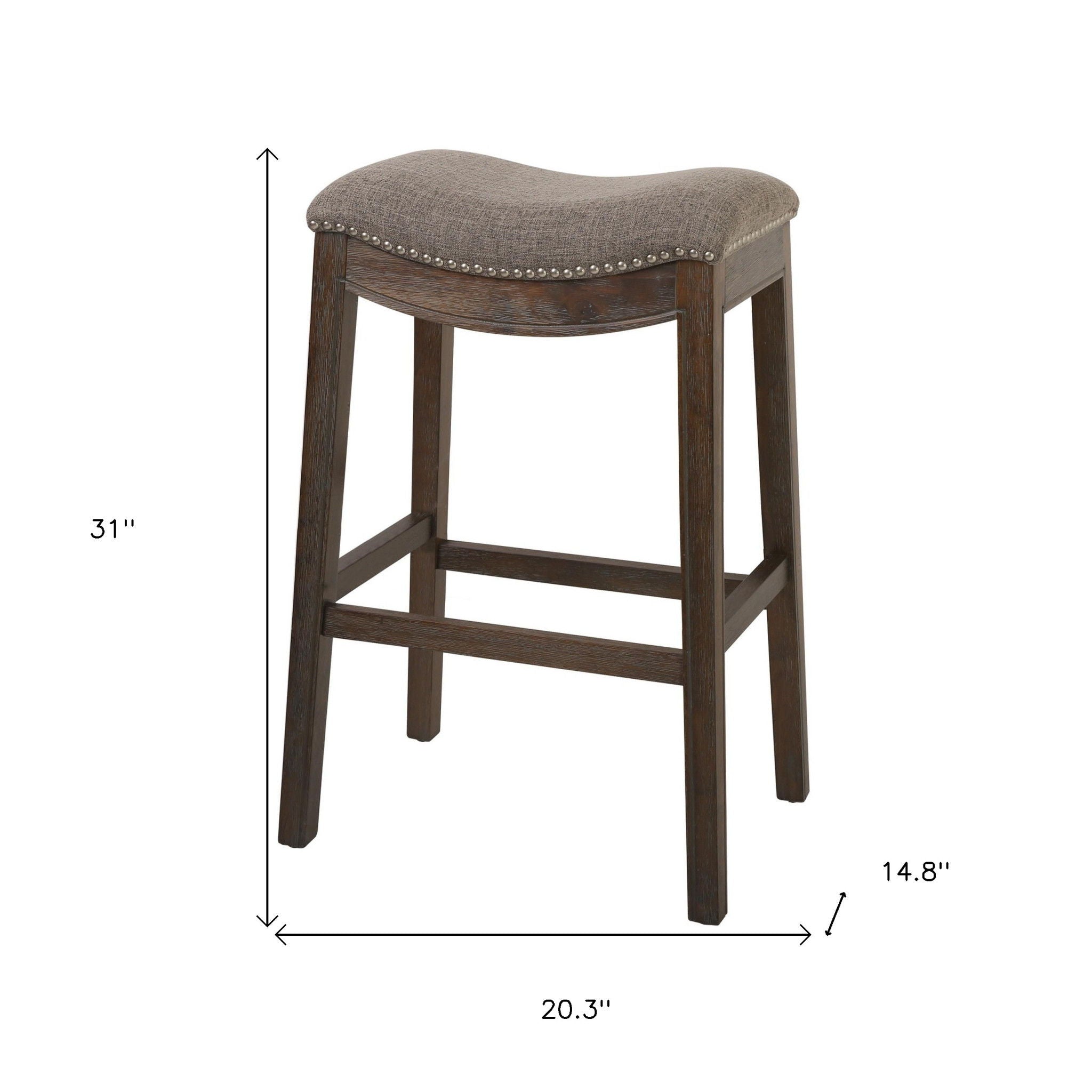 Solid Wood Backless Bar Height Bar Chair - Taupe / Brown