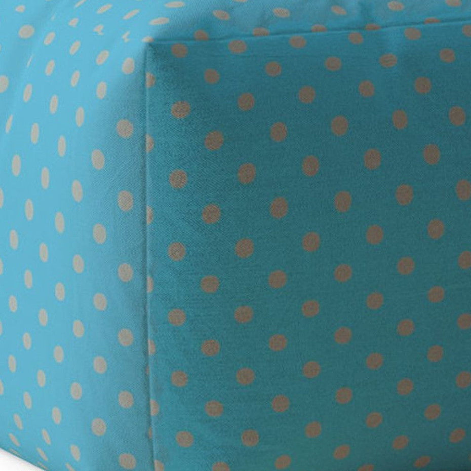 Cotton Polka Dots Pouf Ottoman - Blue