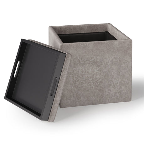 Rockwood - Upholstered Cube Storage Ottoman With Tray - view 16