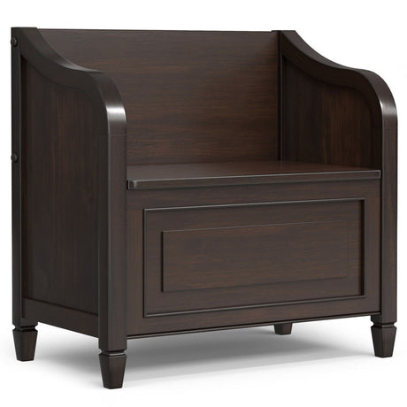Connaught - Storage Bench Dark Brown 30"W x 18.2"D x 29.5"H by Simpli-Home | Bel Furniture