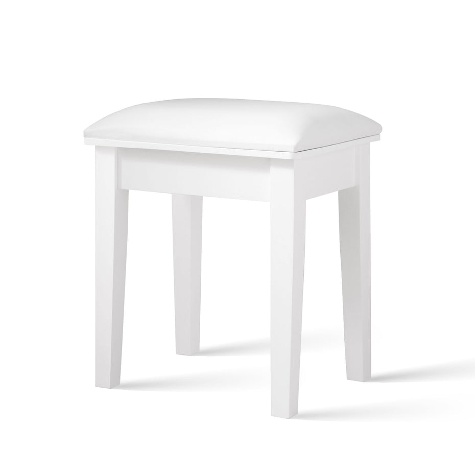 Vanity Stool, Makeup Bench Dressing Stool With Cushion And Solid Legs - White