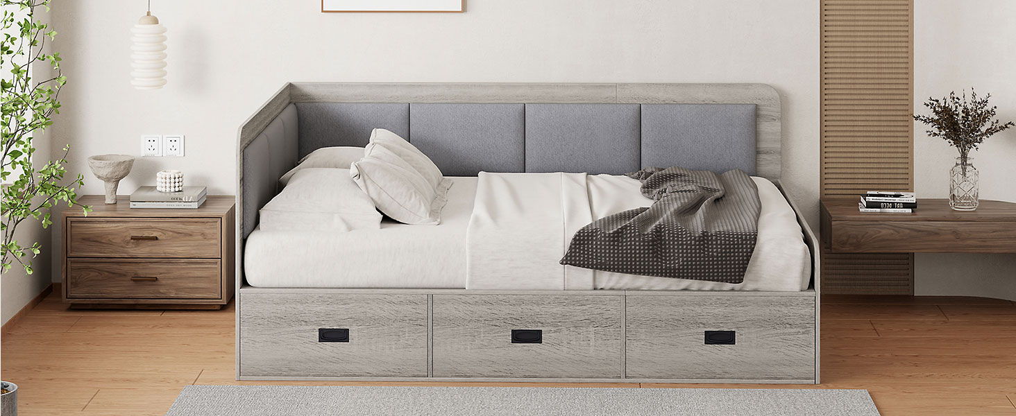 Daybed With Three Drawers And Three Storage Compartments