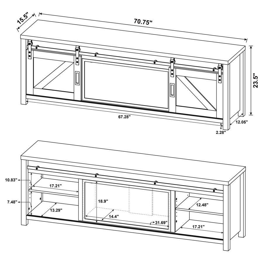 Enfield - 71" TV Stand Fireplace Media Console - Dark Pine