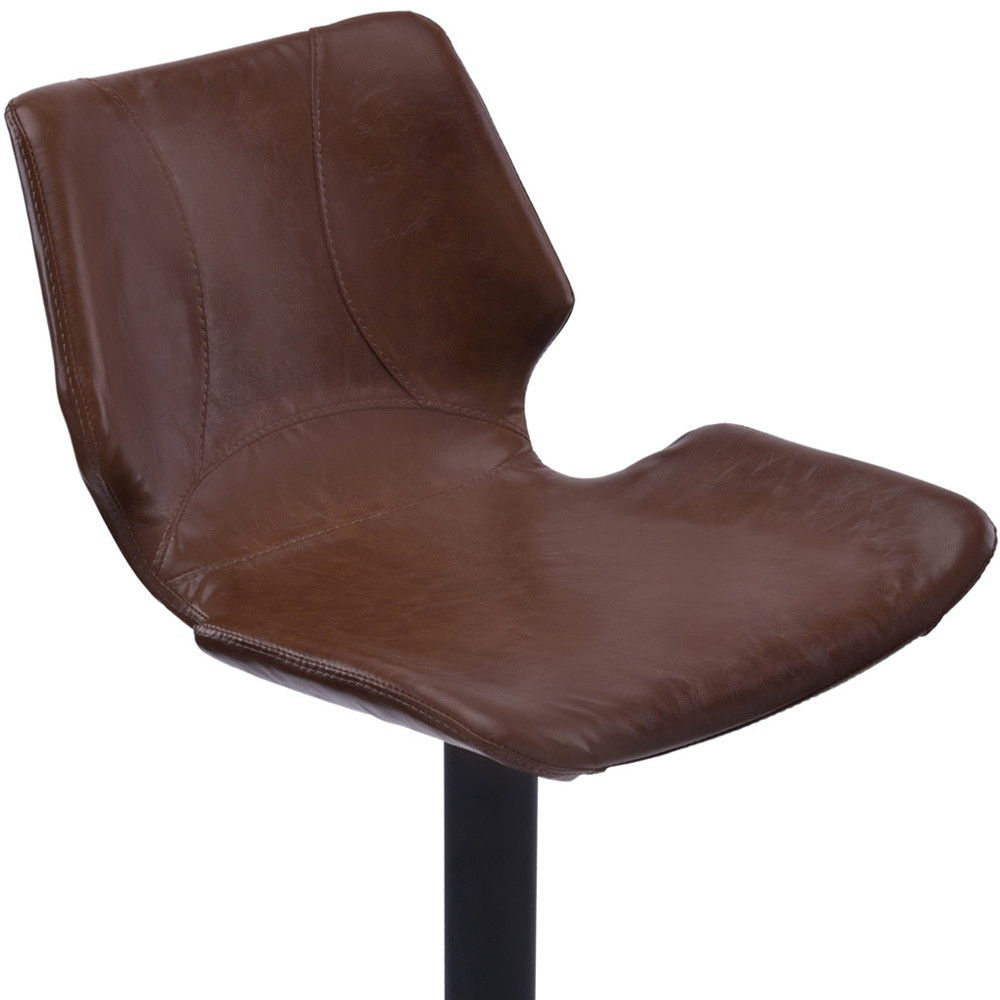 Faux Leather Swivel Low Back Adjustable Height Bar Chair - Coffee / Black