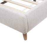 Roman - King Curved Headboard Upholstered Platform Bed - Light Beige