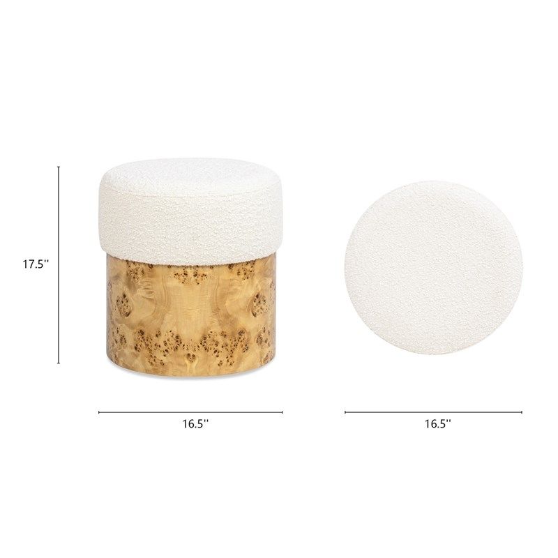 Nebula - Round Upholstered Ottoman - White