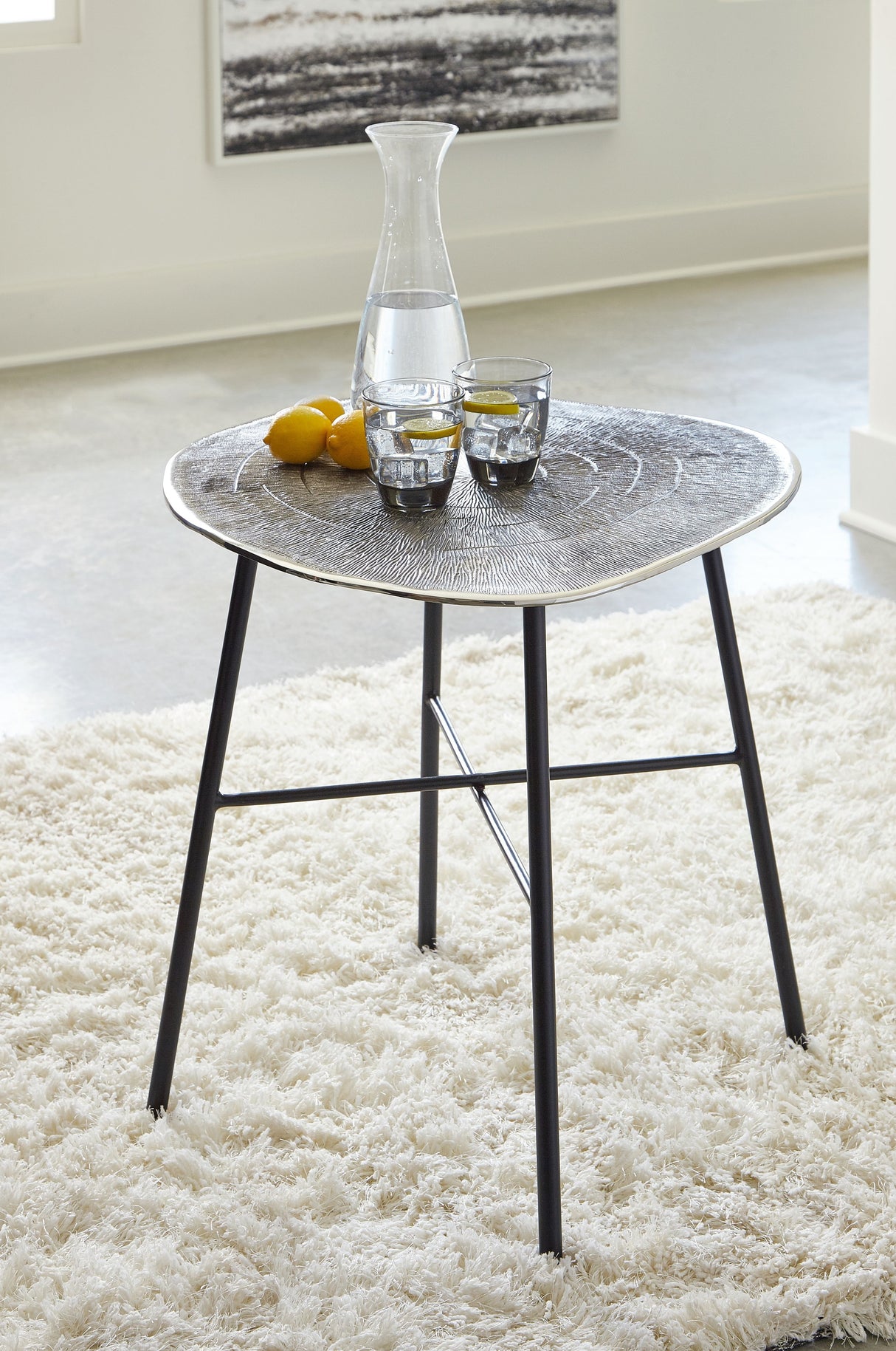 Laverford - Chrome / Black - Round End Table by Signature Design by Ashley® | Bel Furniture
