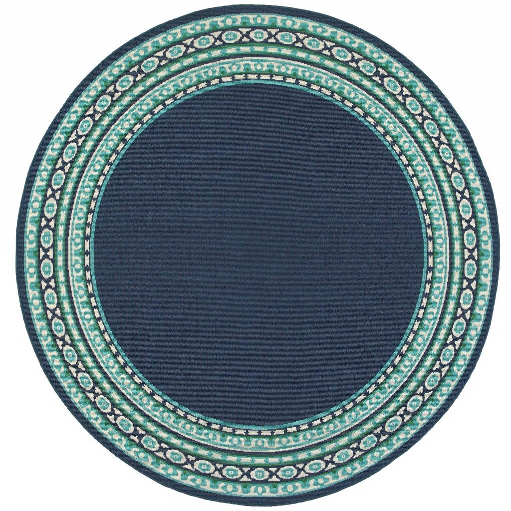 8' X 8' Round Outdoor / Indoor Area Rug - Blue / Green