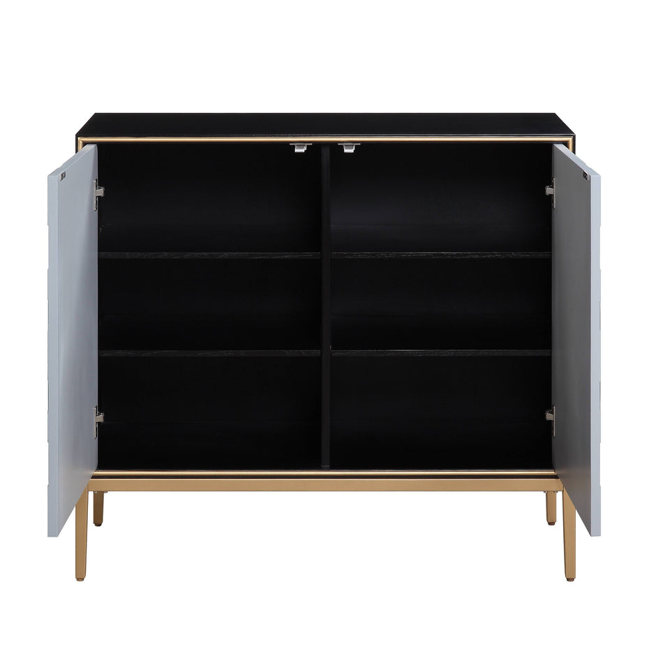 Quilla - Brass Console Cabinet - Black / Gery