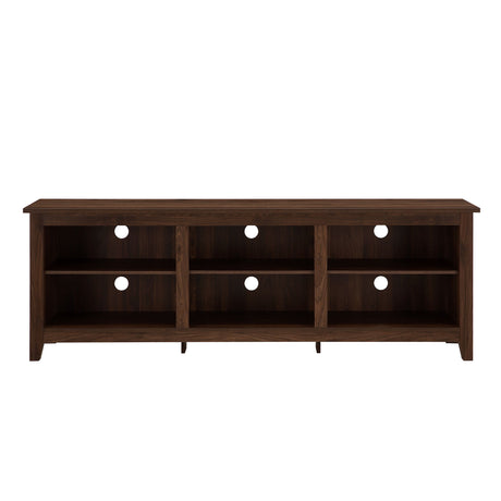 Aglow - 3 Shelf Open Storage 70" TV Stand For 80" TVs - Dark Walnut