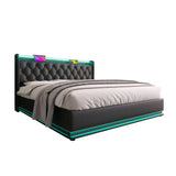 Upholstered Bed, 360 Surround LED Function, Remote Control, Hydraulic Storage Bed With USB, Type-C Charging (Without Mattress)